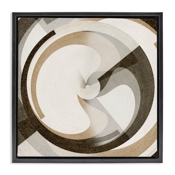 Stupell Industries Mid-Century Neutral Tones Vortex Black Floating Frame Canvas Art, 18 x 18, by Noah Bay