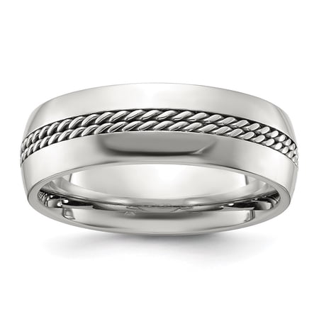 Auriga Fine Jewelry Titanium Polished with Curb Chain Inlay 7mm Men s Band
