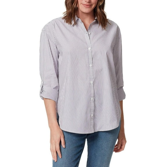 Gloria Vanderbilt Womens Collar Striped Blouse