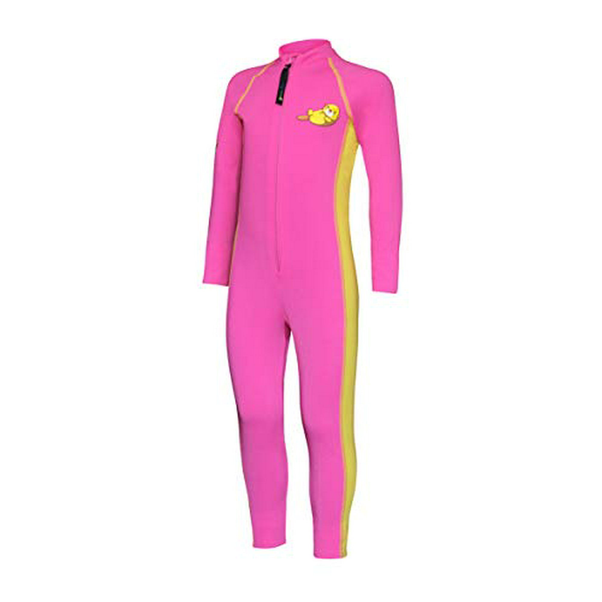 EcoStinger Girls Full Body Swimsuit UV Protection UPF50 Chlorine Resistant Pink Yellow Seal Logo 14 Walmart