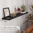 thumbnail image 4 of 55 Inch Black Floating Shelves, 9.3 Inch Deep Wall Mounted Floating Shelf, 55 x 9.3 Large Storage Wall Shelf for Living Room, Floating TV Stand, Farmhouse Rustic 55" Long Fireplace Mantel, 4 of 15