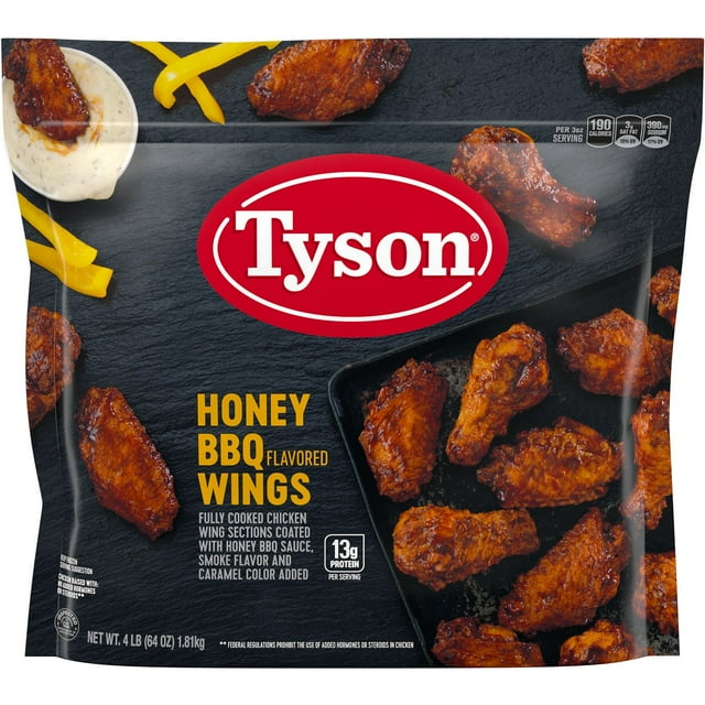 Tyson Bone-In Honey BBQ Chicken Wings, Frozen, 4 lbs.