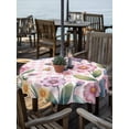 thumbnail image 2 of Outdoor Tablecloth with Umbrella Hole for Patio/Picnic/Party/Camping, Pink Flowers Waterproof Table Cloth Round Cover Washable, Spring Floral Butterfly Leaves Plants Rustic Plaid (Dia 54"), 2 of 8