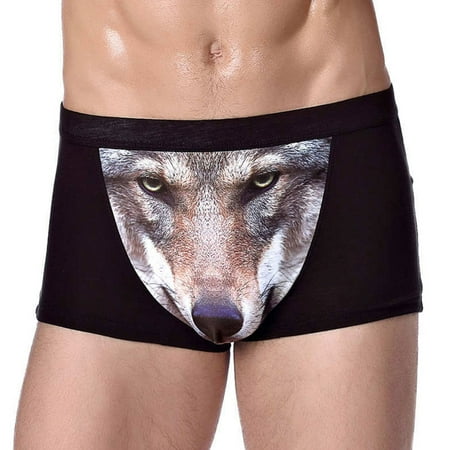 

Men s Sexy 3D Wolf Head Animal Underwear Briefs Stretch Modal Underpants Size XL (Black)