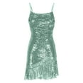 thumbnail image 2 of Off The Shoulder Prom Dress, Spaghetti Strap Homecoming Dresses Sexy Sequin Back Cross Tie Ruffle Mini Party Dress Formal Black Women Slip Dress Wedding For Dresses Casual (M, Mint Green) ZMTing, 2 of 4