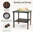 thumbnail image 4 of BAYUELSWU Outdoor Patio Wicker Side Table, Square PE Rattan Side Table with Glass Top & Wicker Storage Shelf All-Weather for Porch, Garden, Backyard, Patio, Balcony, Deck, Pool (Brown), 4 of 6