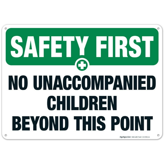 Safety First No Unaccompanied Children Beyond This Point Pool Sign,