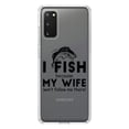 thumbnail image 1 of DistinctInk Clear Shockproof Hybrid Case for Galaxy S20 ULTRA / 5G (6.9" Screen) - TPU Bumper Acrylic Back Tempered Glass Screen Protector - I Fish Because My Wife Won't Follow Me, 1 of 2