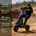 thumbnail image 3 of RoadHitter Electric Scooter Adults, 10000W Dual Motors Up to 68 MPH, 80 Miles Range 72V 5C Large Capacity Battery, 13" Off Road Fat Tires, Hydraulic Disc Oil Braking Fast E Scooter with Seat & Damper, 3 of 10
