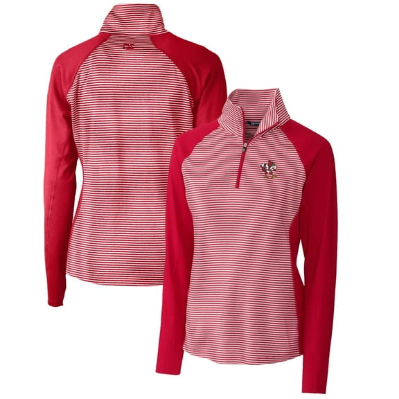 Women's Cutter & Buck Red Louisville Cardinals Forge Tonal Stripe Stretch Half-Zip Pullover Top