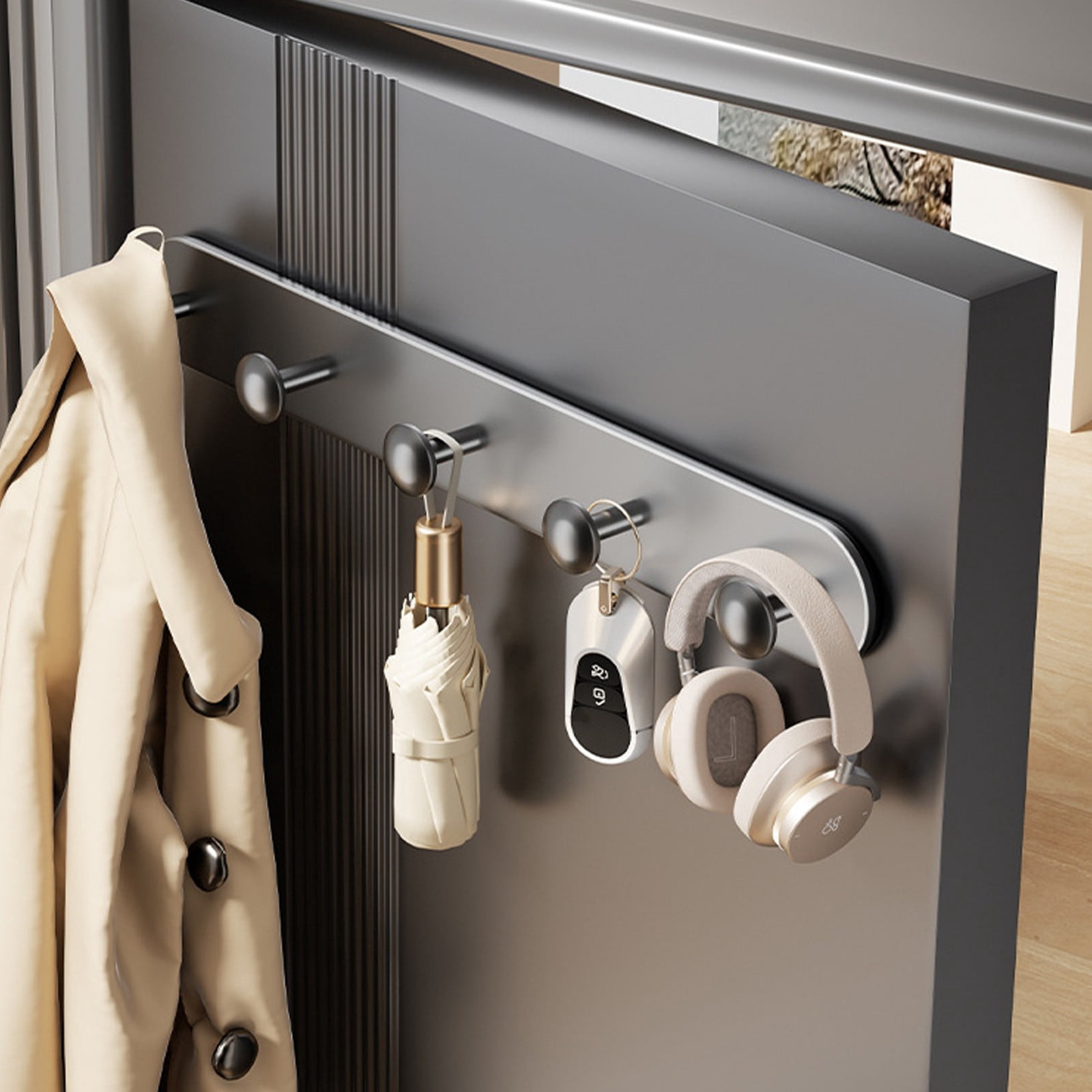 Magnetic Door Rear Hook, No Punching, Entrance Security Door Clothes Hook, Key Bag Storage Hanger, Closet Organizer