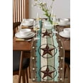 thumbnail image 4 of nqOlkjepod West Texas Star Rustic Table Runner 48 Inches Long Farmhouse Dress Scarves, Farmhouse Teal Green Wood Plank Dining Tablerunner for Coffee Table/Kitchen Island/Party Décor, 13" x 48", 4 of 8