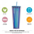 thumbnail image 3 of Glass with lid and straw, Plastic, 750ml, Blue, 3 of 5