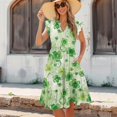 thumbnail image 4 of Yuyamidu Women's Dress St Patricks Day Dress V-Neck Sleeveless A-Line Midi Dress Ruffle Sleeveless Tiered Flowy Dresses with Pockets Green Leaf, Size S, 4 of 8