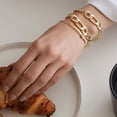 thumbnail image 6 of 8mm Graduated Curb Link Chain Bracelet - 14K Gold Plated Brass Adjustable Bracelet - Yellow Stackable Bracelet for Women Link Bracelet for Mom, 6 of 10