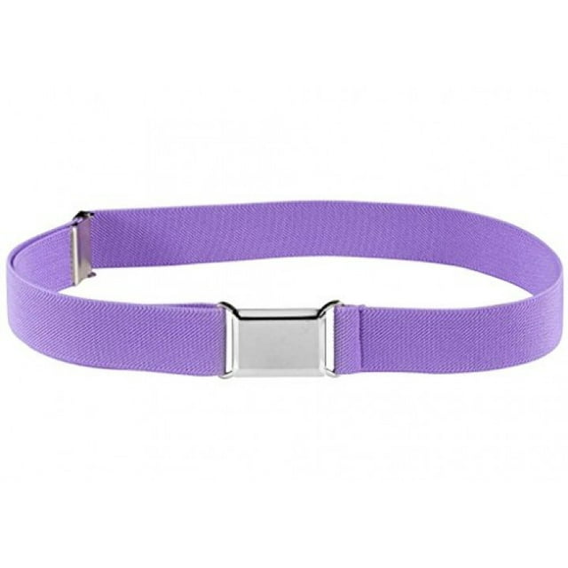 Kids Elastic Adjustable Strech Belt With Silver Square Buckle - Lavender
