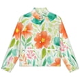 thumbnail image 4 of Jackets for Women Winter Coat Jackets Flannel Stand Collar Jacket(Watercolor Floral Summer Blossom Art,Size:S-4XL), 4 of 7