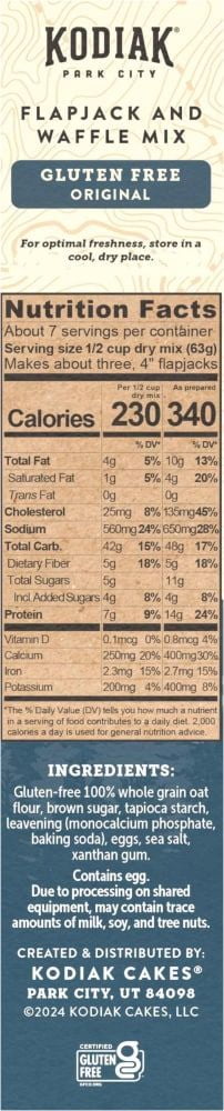 Kodiak Gluten Free Frontier Oat Flapjack & Waffle Mix 16 oz - Pack of 2
