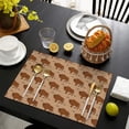 thumbnail image 3 of Brown Buffalo Pattern Summer Placemats Table Placemats Set Of 6-Linen Kitchen Washable Placemats Table Mats 11.8"x17.7" Non-Slip Heat Resistant, 3 of 5