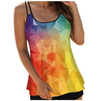 Ramiter Tankini Tops for Women Swimwear Top Only Tummy Control Bathing Suit Top No Bottom Modest Swim Top Orange,2XL