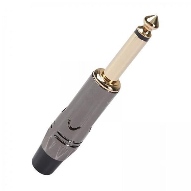 6x 6.35 Plug Soldadura Conector de Sonido Chapado en Oro Carcasa de Aleación de Zinc 1/4 TR Enchufe de Sonido de Guitarra 6 piezas