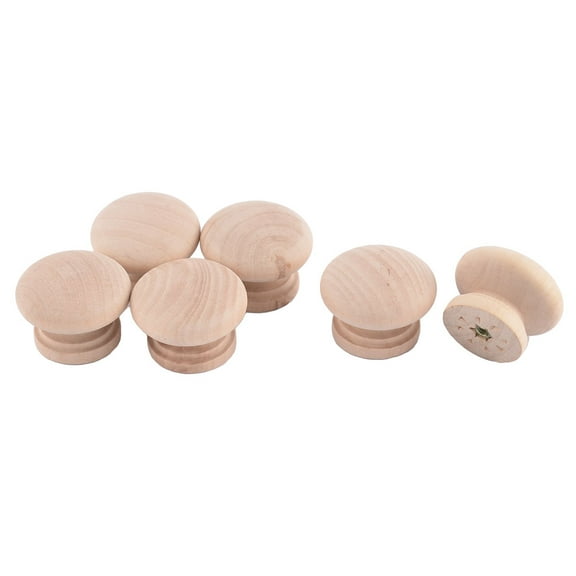 Uxcell 35mm Cabinet Drawer Cupboard Closet Door Handle Wooden Pull Knob 6pcs