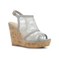 thumbnail image 1 of BLISSFUL STEP Women's Shoes Open Toe Platform Heel Laces Wedge Sandals Grey 10, 1 of 8