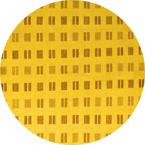 Ahgly Company Machine Washable Indoor Round Solid Yellow Modern Area Rugs, 4' Round