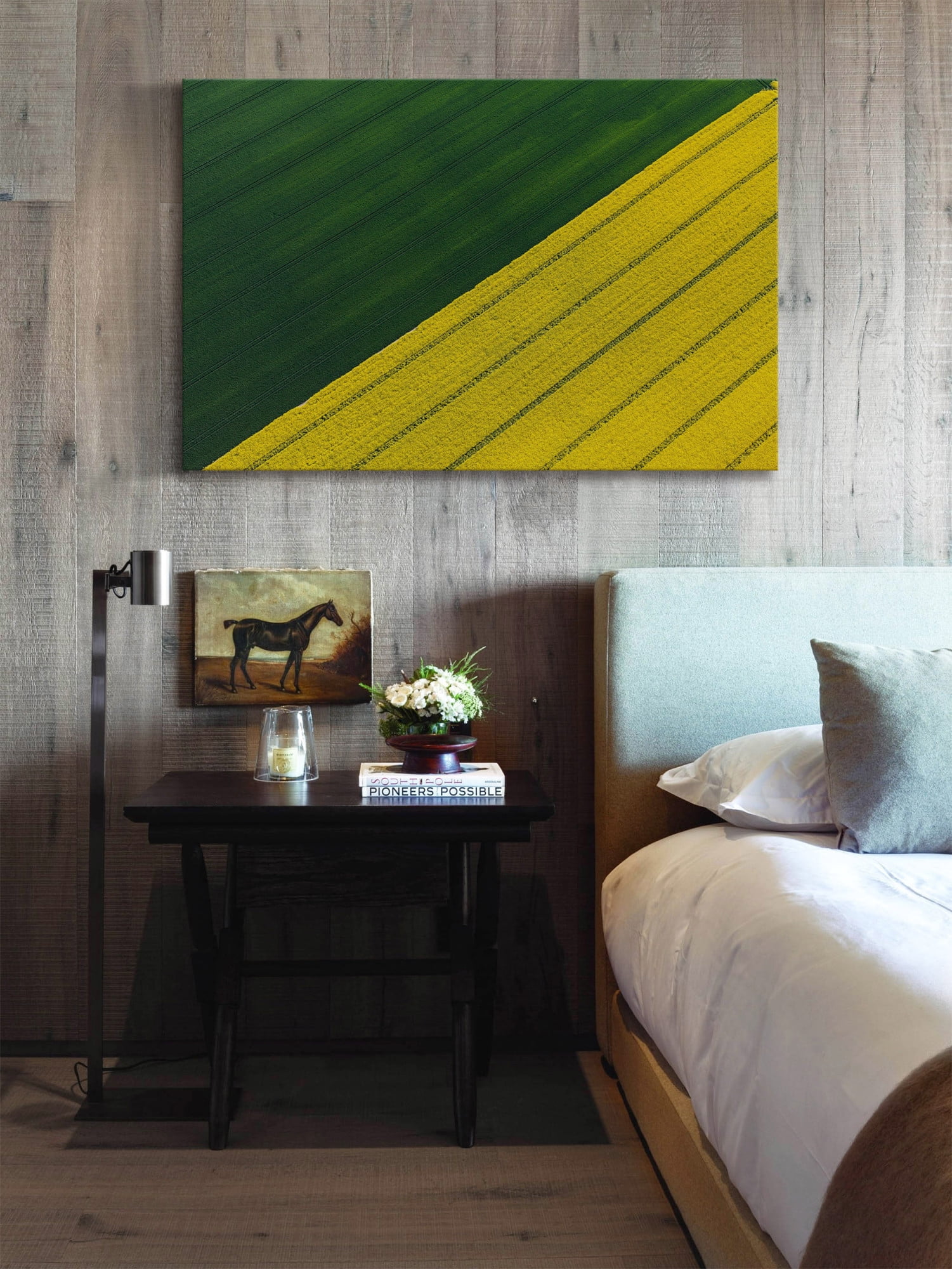Marmont Hill "Green and Yellow Crops" Painting Print on Wrapped Canvas