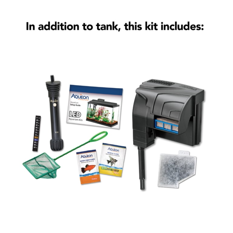 Aqueon Aquarium Starter Kit, 10 Gallon Glass Fish Tank, LED Lighting,  Filter and Heater