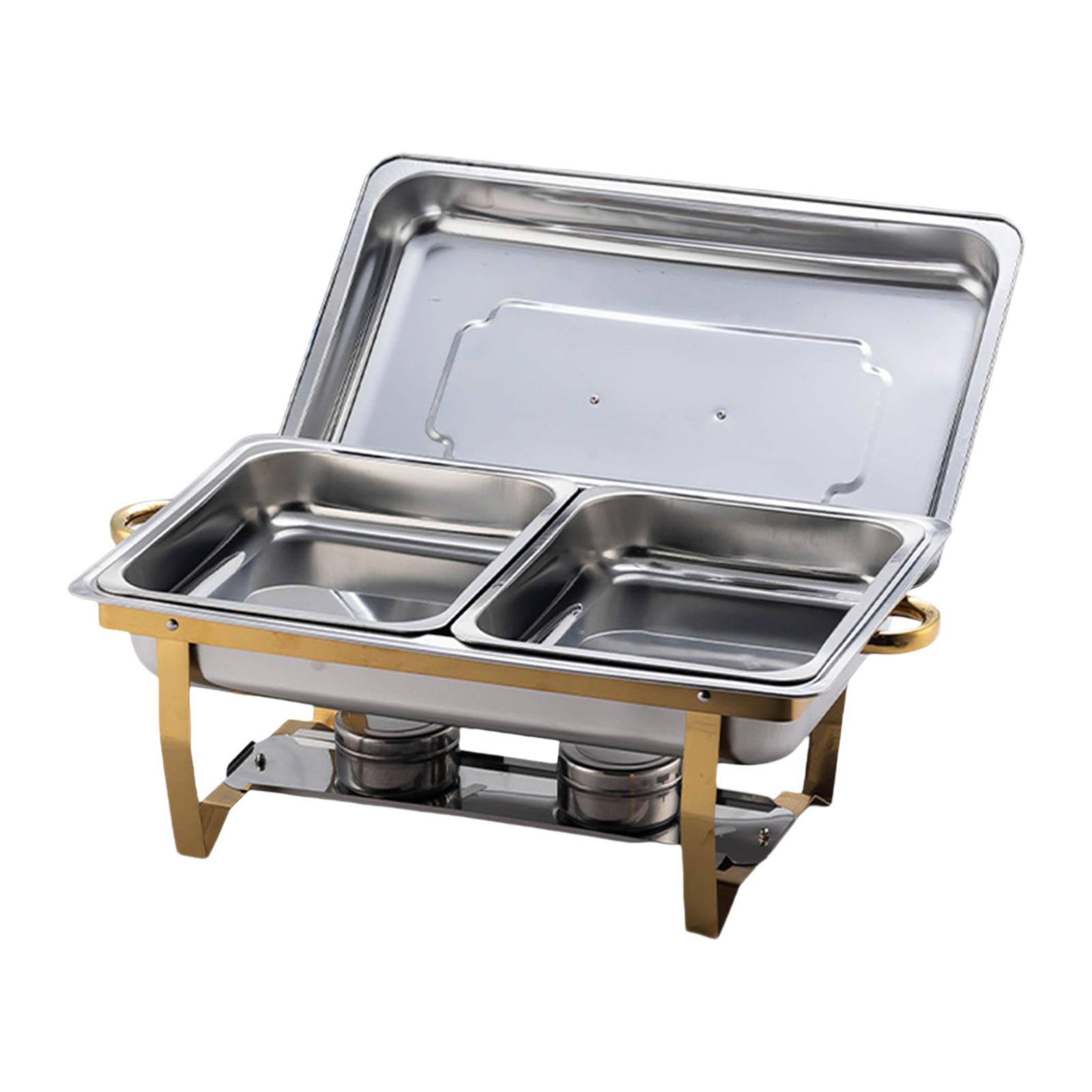 Chauffe-buffet En Acier Inoxydable 11 L - Double Compartiment, Réchaud à Alcool - Pour Fêtes, Mariages, Banquets