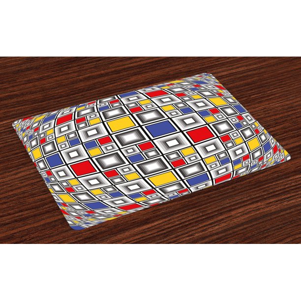 Geometric Placemats Set of 4 Geometric Theme Abstract Art Style Modern