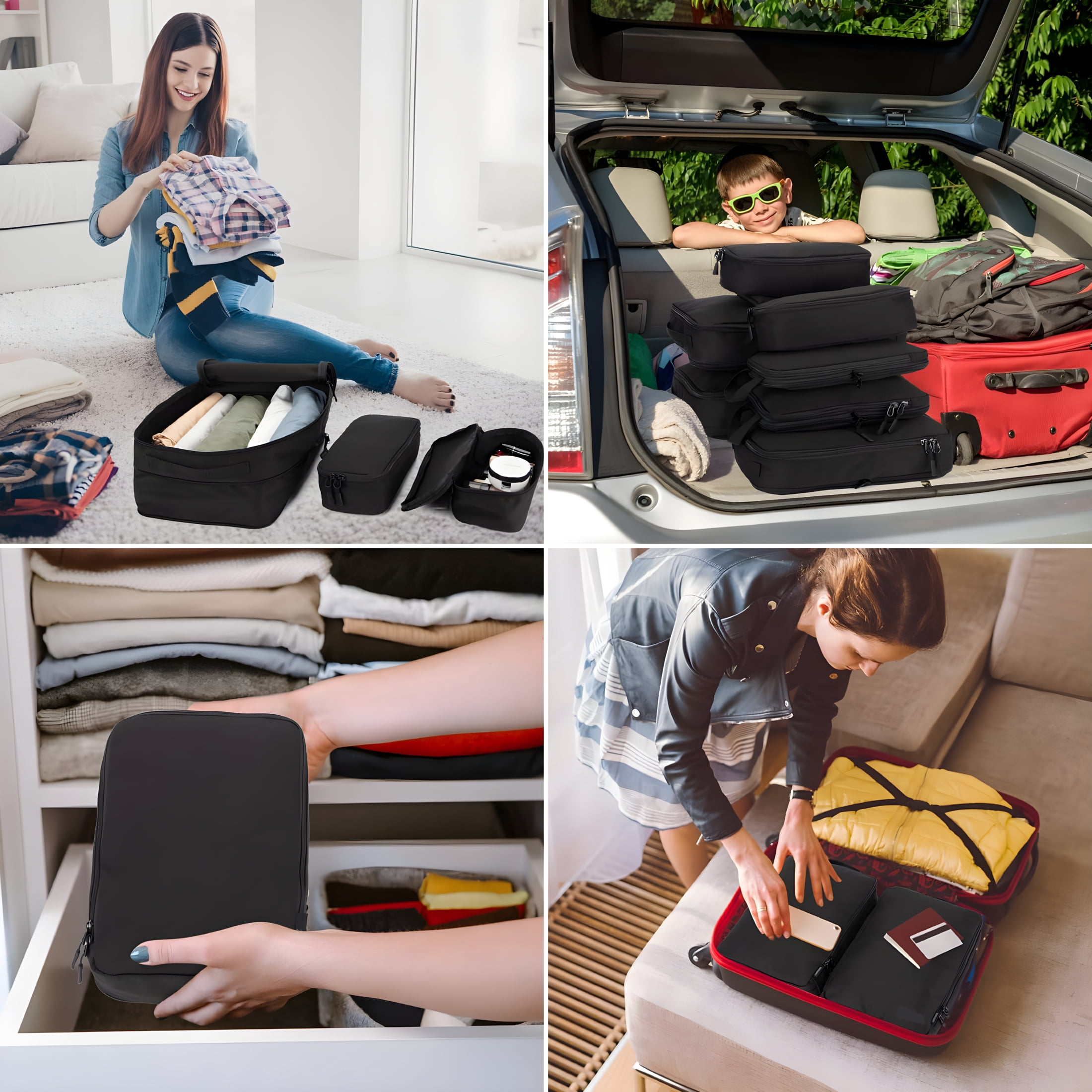 GASTROPOD 8 Set Compression Packing Cubes for Travel, Waterproof Luggage Organizers, Travel Cubes for Packing Suitcase Organizer Set for Carry-On & Checked Baggage, Travel Accessories for Men & Women