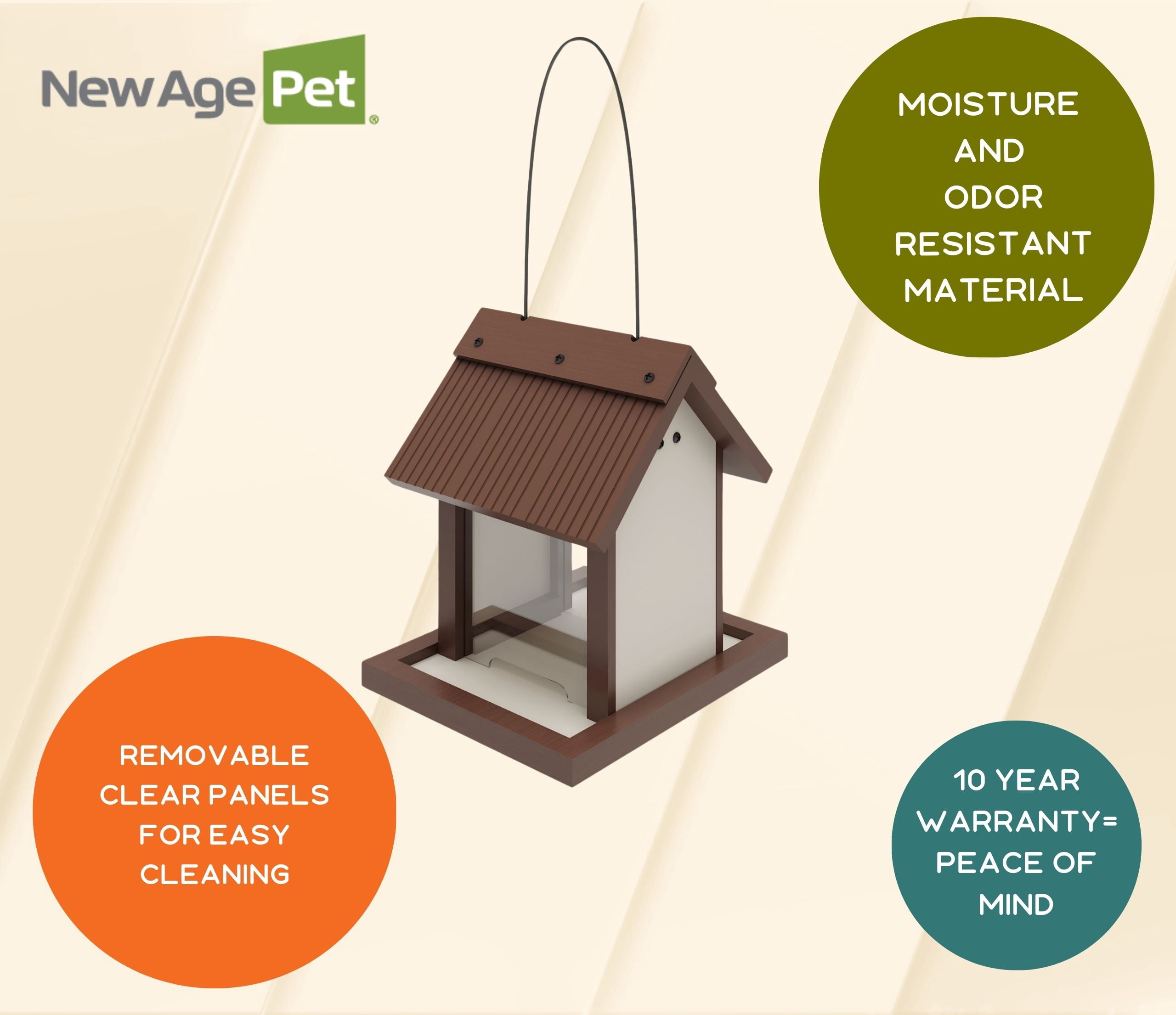 New Age Pet® ECOFLEX® Beak Bistro Bird Feeder, 40 oz Weather Resistant Feeder