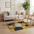 thumbnail image 3 of ODIKA 4'x6' Mustard Gold Abstract Geometric Boho Washable Area Rug Minimalist Retro Shapes Balanced Layout Atomic Accents Non-Slip, Chair-Friendly, Flatwoven for Home Office, Under Desk, 3 of 7