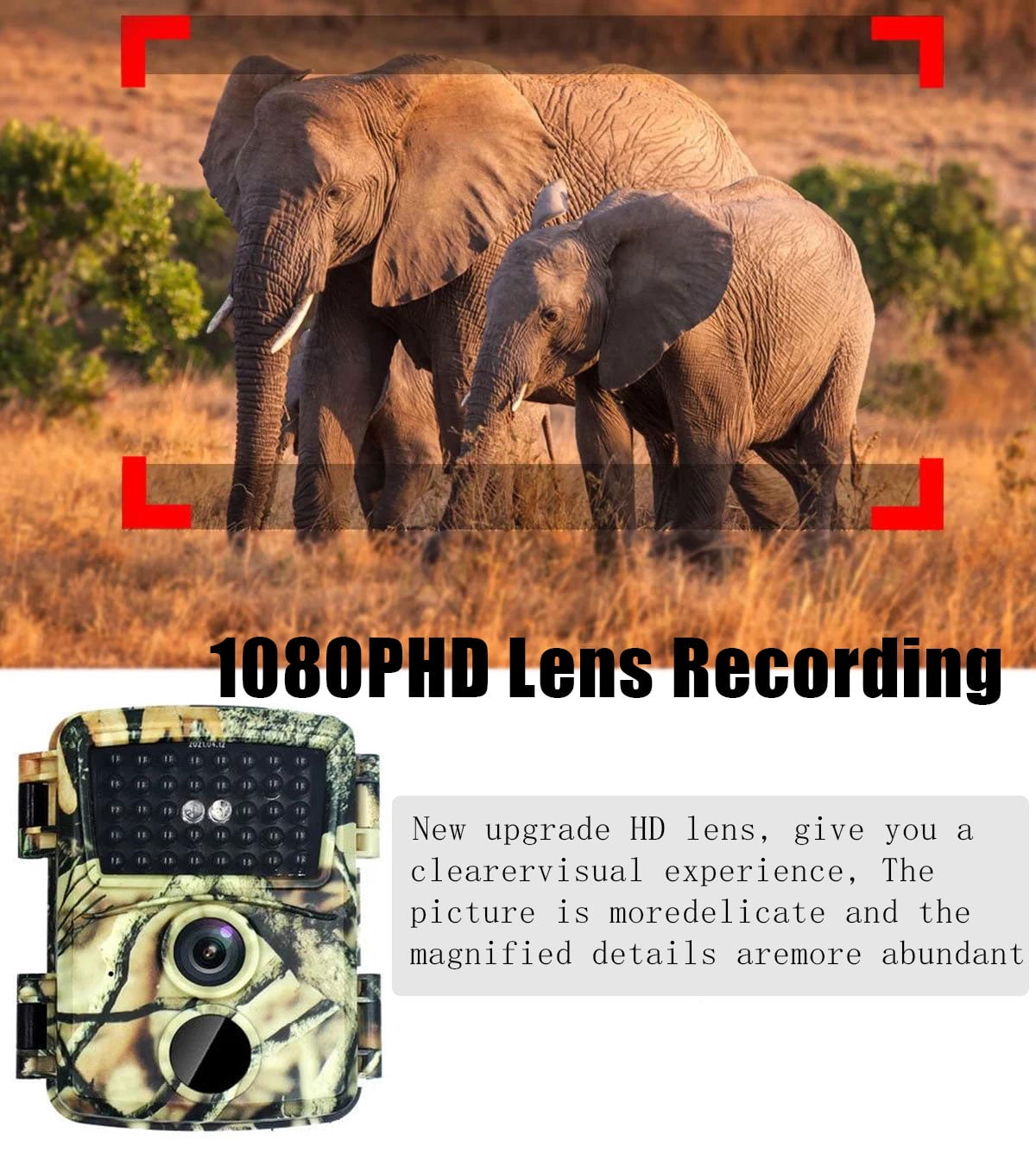 Mini Trail Camera 20MP 1080P  with Infrared Night Vision Full HD Game Camera 52° Detection Range Wide-Angle Lens with Card Reader for Outdoor Animal Monitoring, Home Security Systems, Outdoor Use