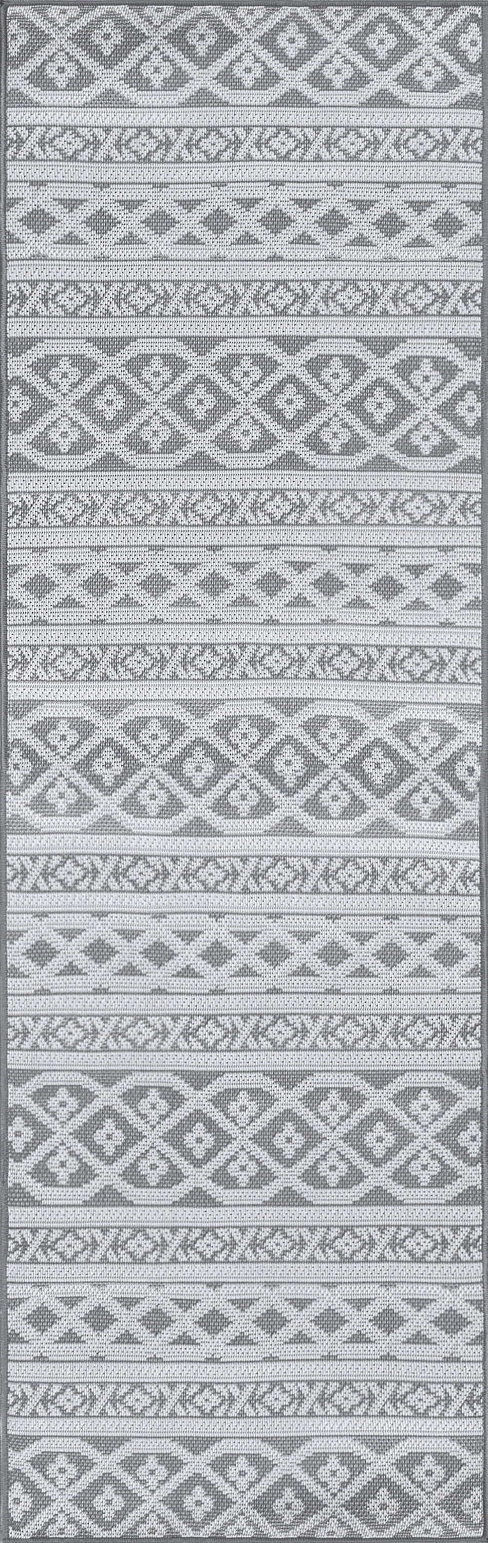 2x8 Water Resistant, Indoor Outdoor Runner Rugs for Patios, Hallway, Entryway, Deck, Porch, Balcony or Kitchen | Outside Area Rug for Patio | Gray, Stripe | Size: 2'2'' x 7'3''