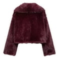 thumbnail image 4 of jtjvou Women's Faux FUR Coat Warm Faux FUR Jacket Long Sleeve Lapel Furry Winter Jackets Parka Short Coat Red S, 4 of 5