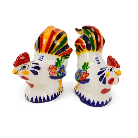 Oktoberfest Haus Multicolor Ceramic Hand-Painted Roosters Shaped Salt and Pepper Set