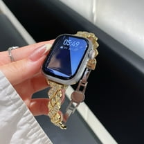Chain Watch Band Compatible for Apple Watch 42mm 44mm 45mm 46mm 49mm Women Girls, Fancy Metal iWatch Band Diamond Bracelet Dressy Strap for iWatch Series 10 9 8 7 6 5 4 SE 3 2 1 Ultra, Gold