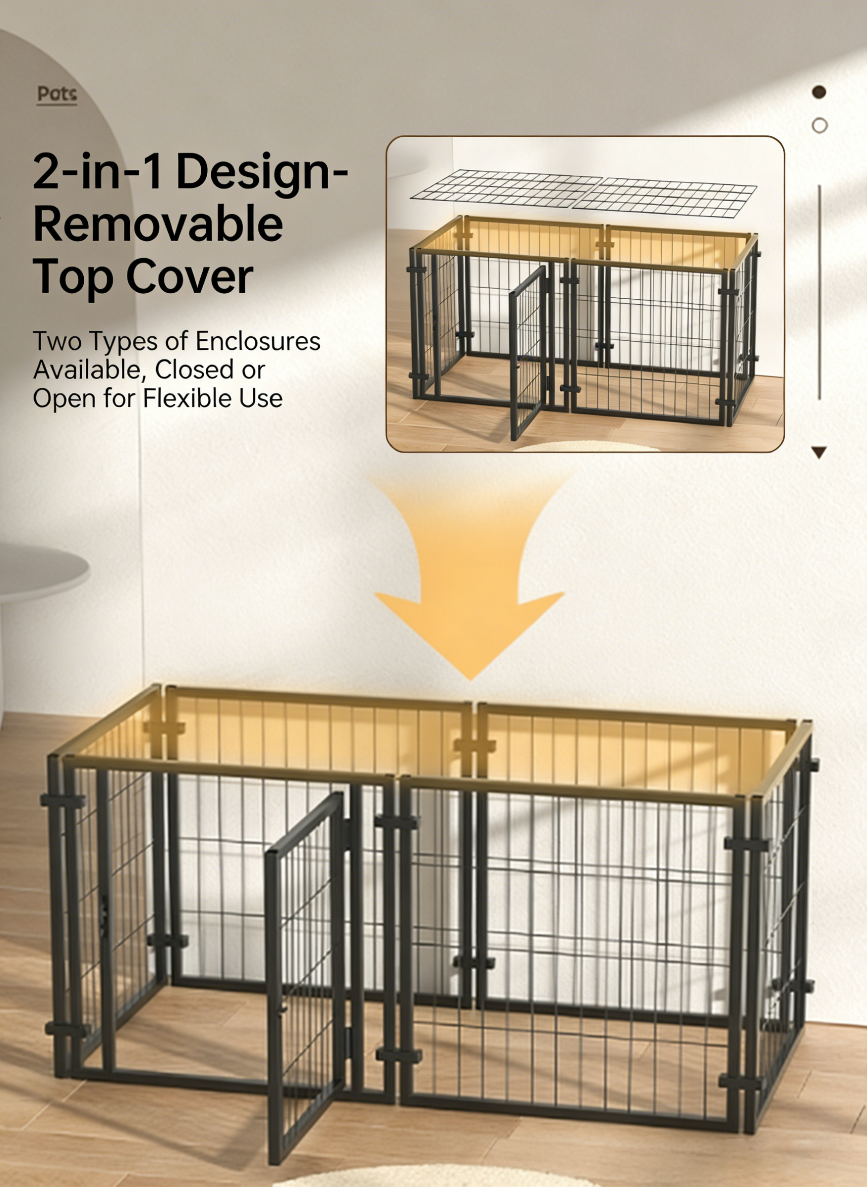JaxSteam 48" Dog Cage Playpen with Top Cover, Black photo 8