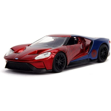 Jada Toys Metals Die-Cast Spider-Man 2017 Ford GT, 1:32 Scale Die-Cast Vehicle Red/Blue