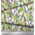 thumbnail image 3 of Soimoi White Polyester Crepe Fabric Flower & Cactus Tree Print Sewing Fabric BTY 52 Inch Wide, 3 of 3