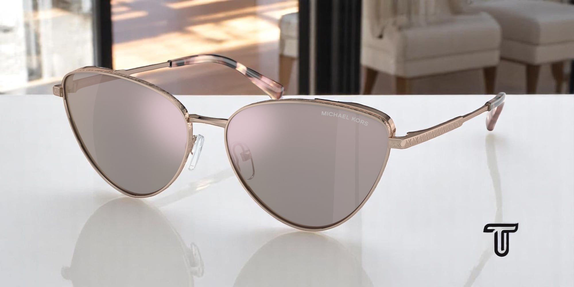 Michael Kors Women's Sunglasses, Pink Transparent Frame, Rose Gold