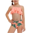 thumbnail image 2 of Traje de baño de dos piezas con volantes dobles y estampado bonito informal para niñas de Herrnalise, 2 of 7