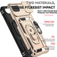 thumbnail image 4 of Armor Case for iPhone 16e with Camera Lens Sliding Cover & Ring Stand & Support Magnetic Car Mount, Military Grade Shockproof Heavy Duty Protective Case for iPhone 16e, Gold, 4 of 9