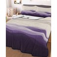 thumbnail image 3 of Quilts Full Size, Purple Beige Ombre Soft Comforter Bedding Set for Bed, Minimalist Ocean Waves Linen Lightweight Quilted Bedspread with Pillow Cover(2 Pieces) for All Season, 78x90 Inch, 3 of 6