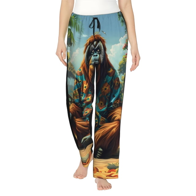 Fotbe Forest Meditating Gorilla Pantalones de Pijama para Mujer, Pantalones de Dormir, Pantalones Pj con Cordón y Bolsillos-Large