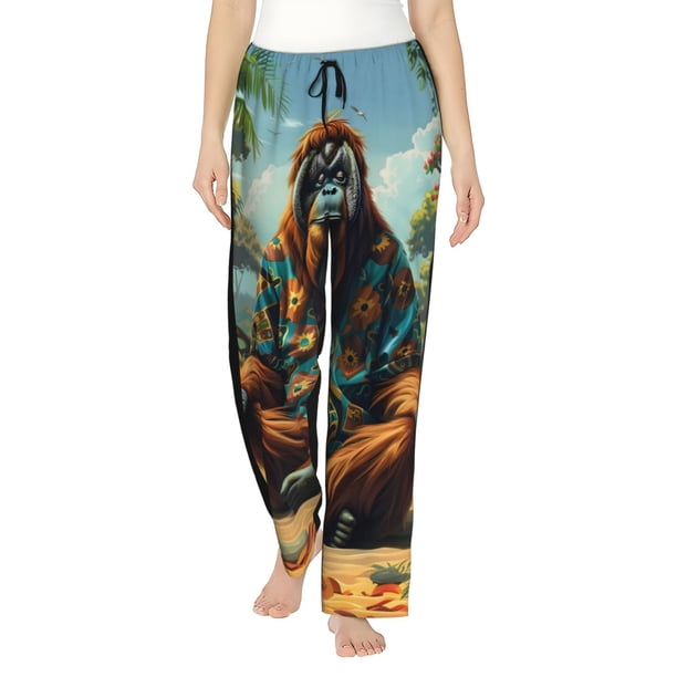 Balery Forest Meditating Gorilla Pantalones de pijama para mujer, pijamas ultraligeros, pantalones de estar por casa-Medium