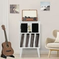 thumbnail image 4 of Record Player Stand with Open Vinyl Storage, Record Player Table Holds up to 160 Albums, Vinyl Record Player Shelf for Living Room, White, 4 of 8
